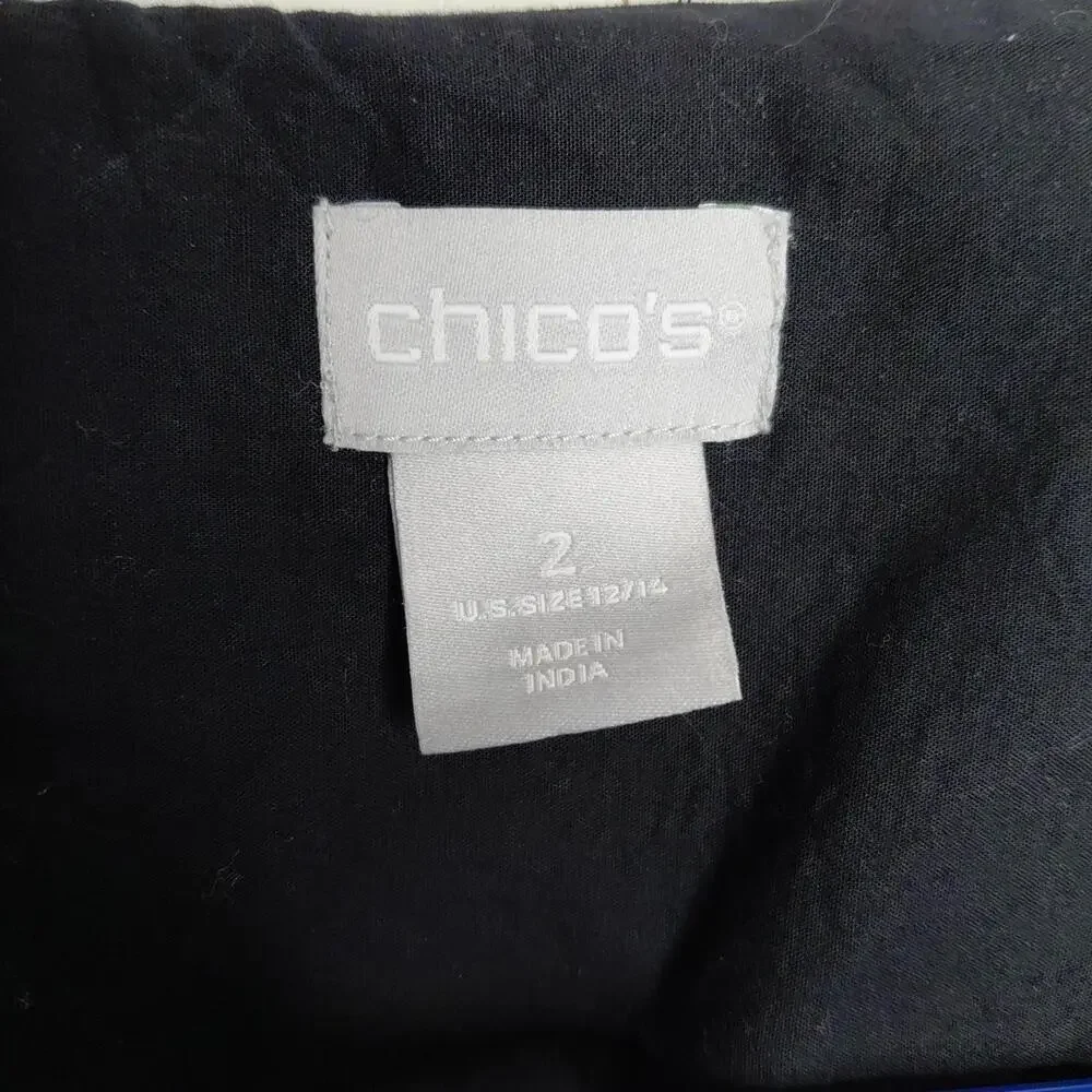 Chicos Jacket Cardigan Womens 2 Large 12 Eyelet Beaded Neckline Summer Event